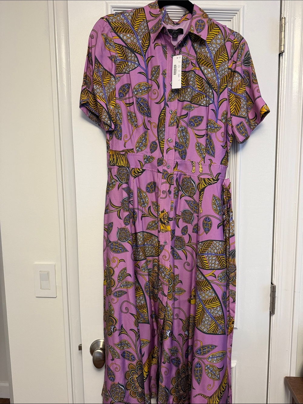 J. Crew Purple Floral Button-Front Midi Dress - New